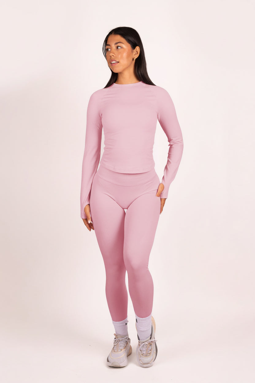 Aura | Top de manga larga con media cremallera - Rosa