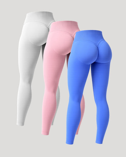 Aura | Leggings Scrunch de Alto Rendimiento – Paquete de 3
