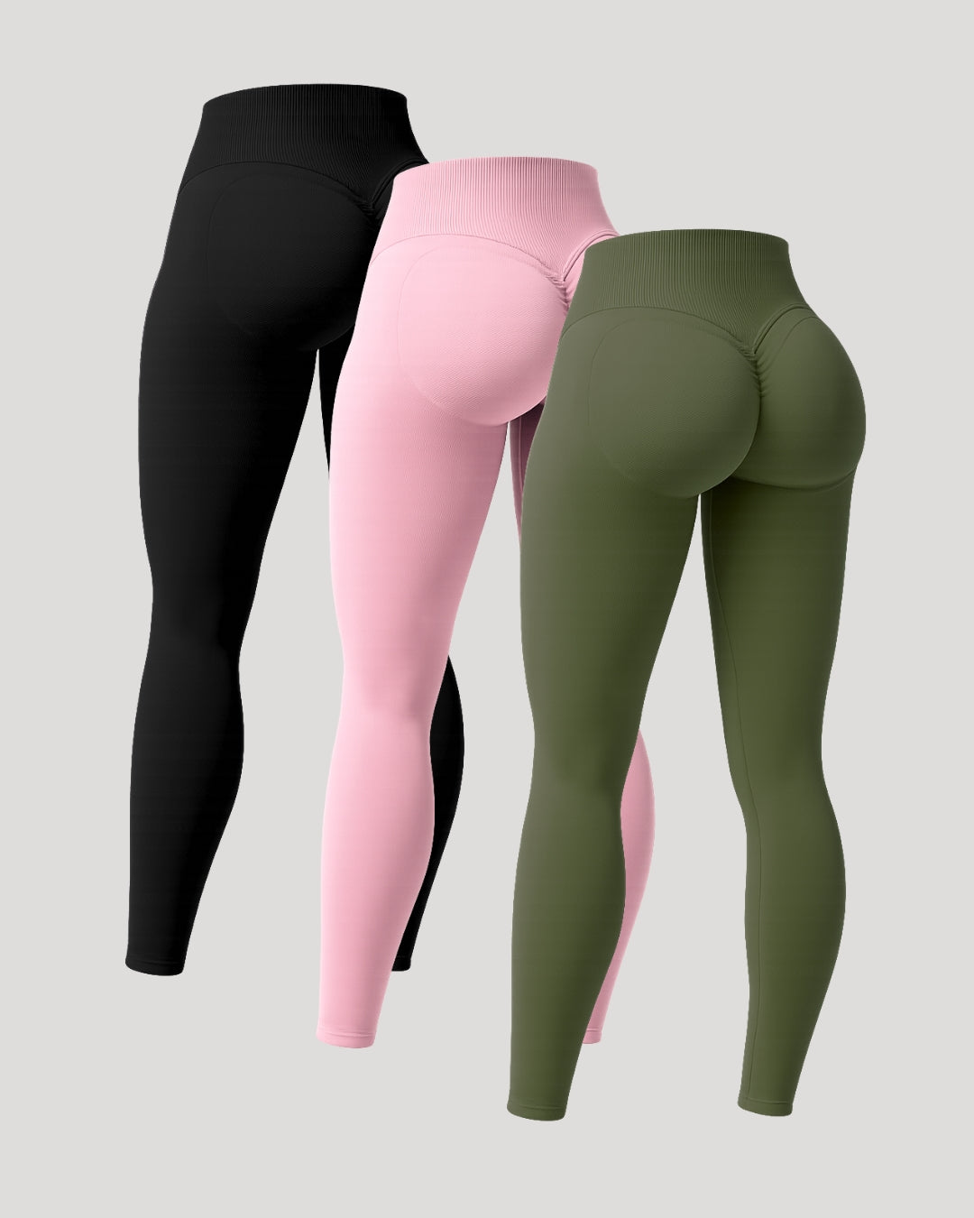 Aura | Mallas Scrunch de alto rendimiento prémium – Paquete de 3
