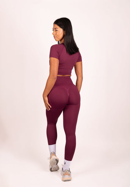 Serenity | Leggings de Frunce Premium - Rojo Vino