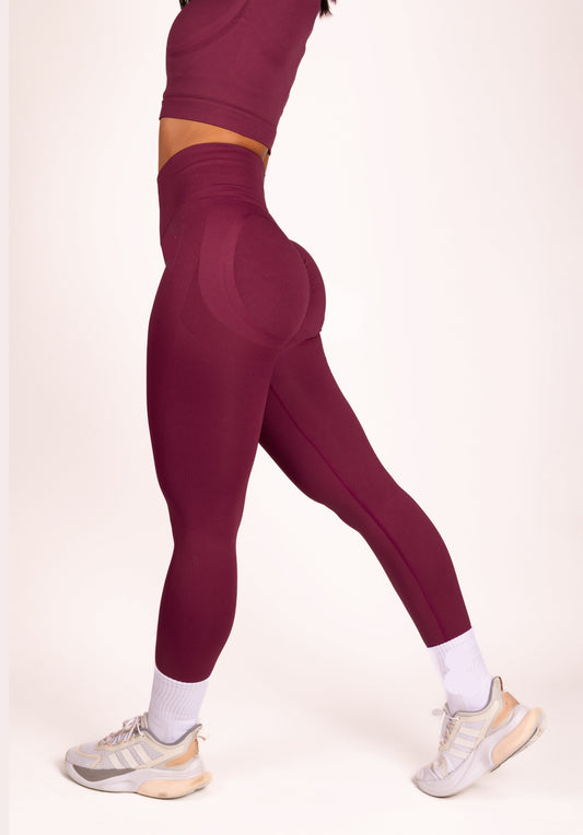 Serenity | Leggings de Frunce Premium - Rojo Vino