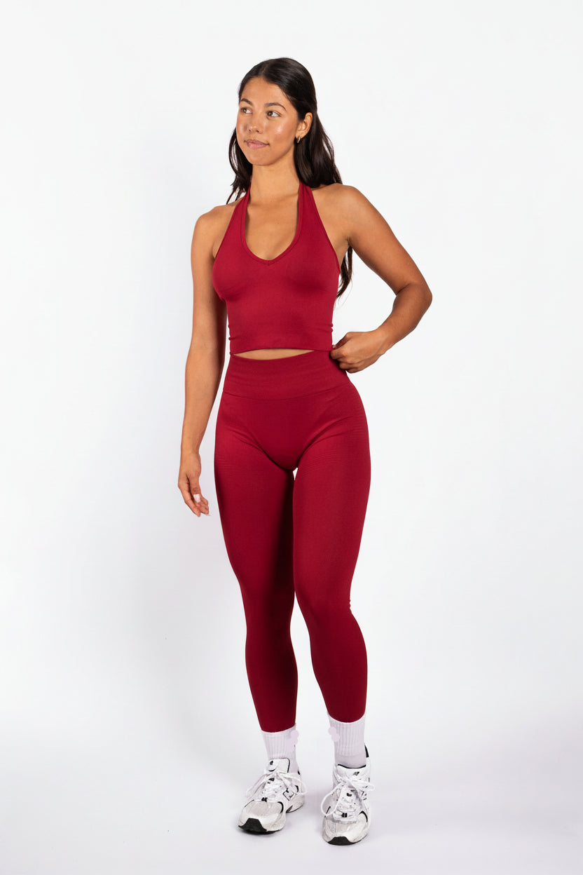 Essence | Top Halter Acanalado Sin Costuras – Rojo