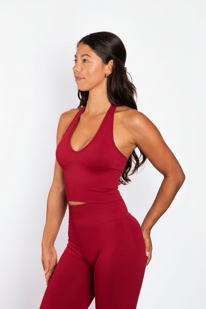 Essence | Top Halter Acanalado Sin Costuras – Rojo
