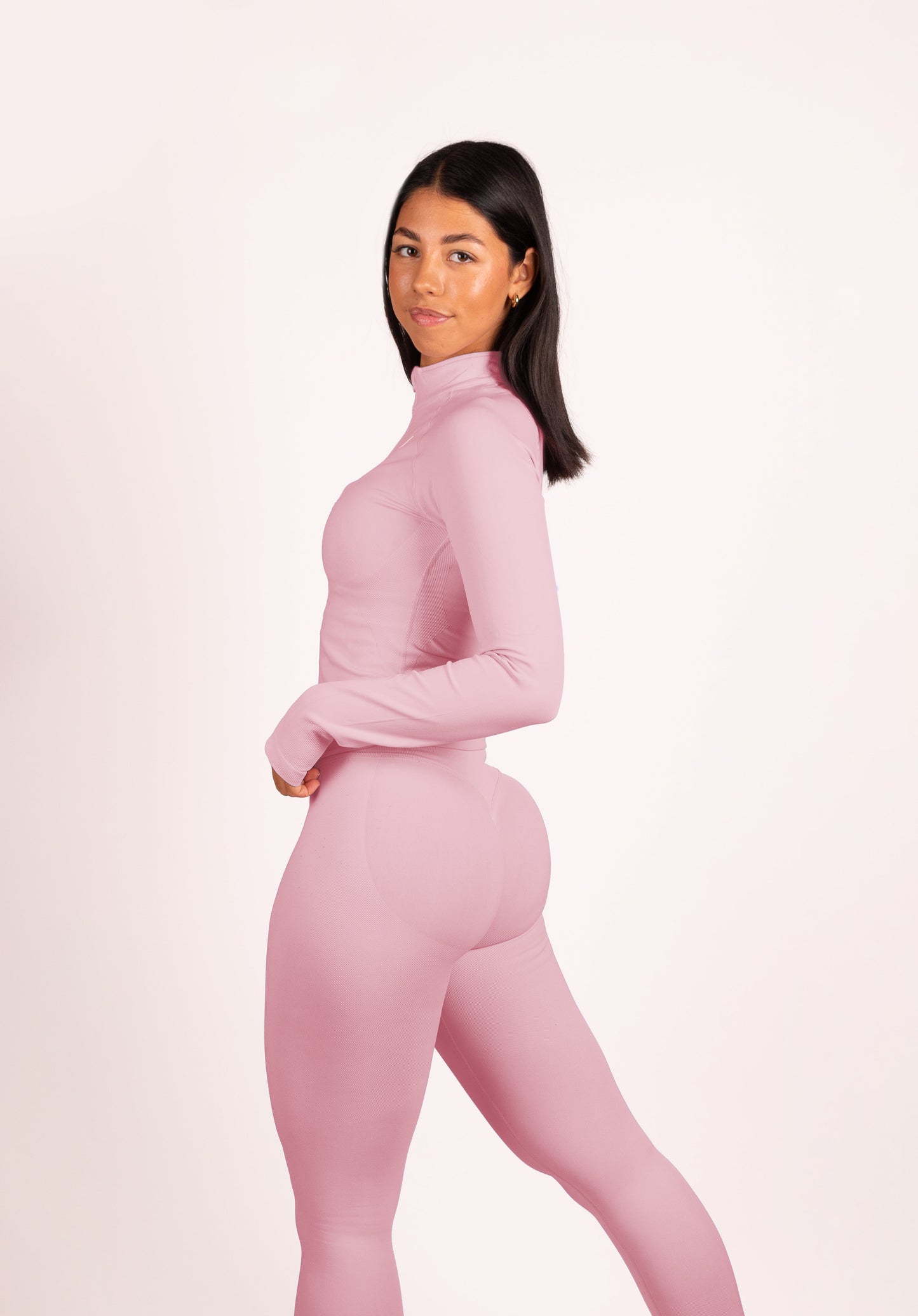 Aura | Top de manga larga con media cremallera - Rosa