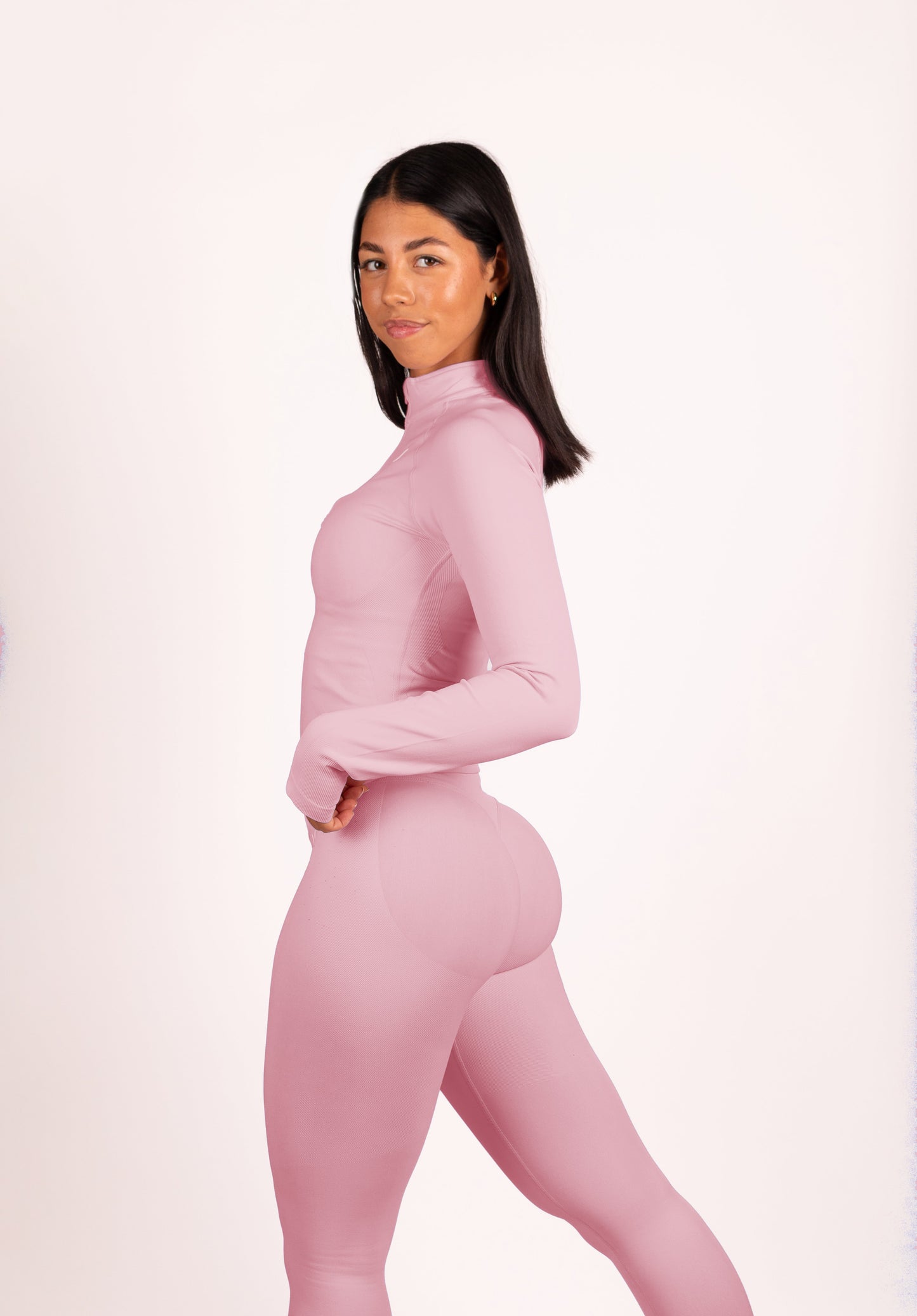 Aura | Top de manga larga con media cremallera - Rosa