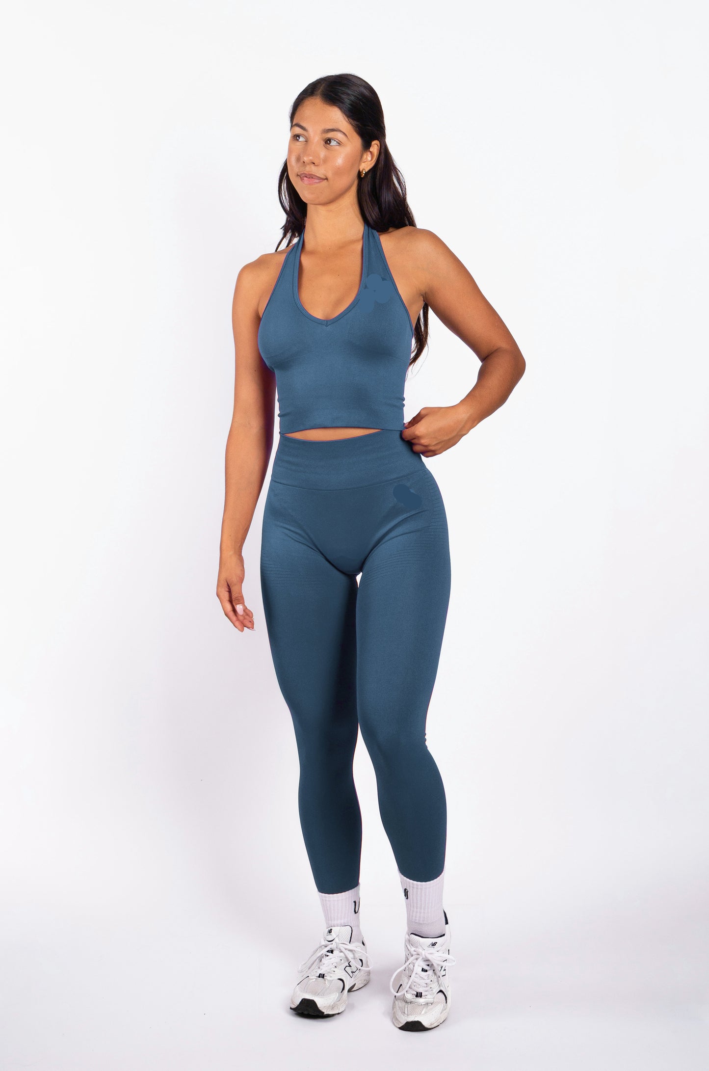 Essence | Top Halter Acanalado Sin Costuras – Azul
