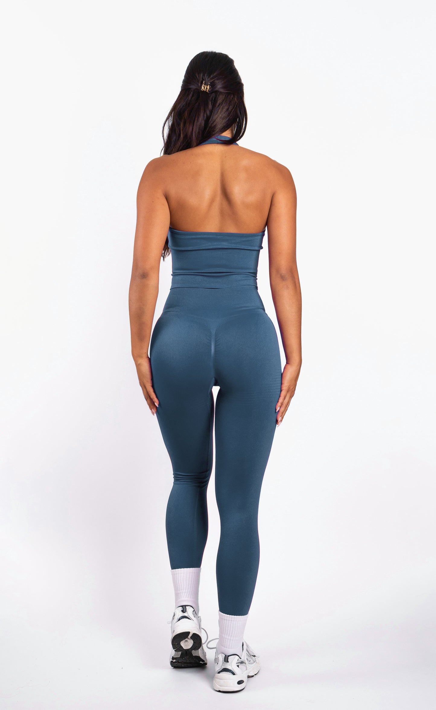 Essence | Top Halter Acanalado Sin Costuras – Azul