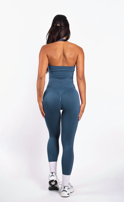 Essence | Top Halter Acanalado Sin Costuras – Azul