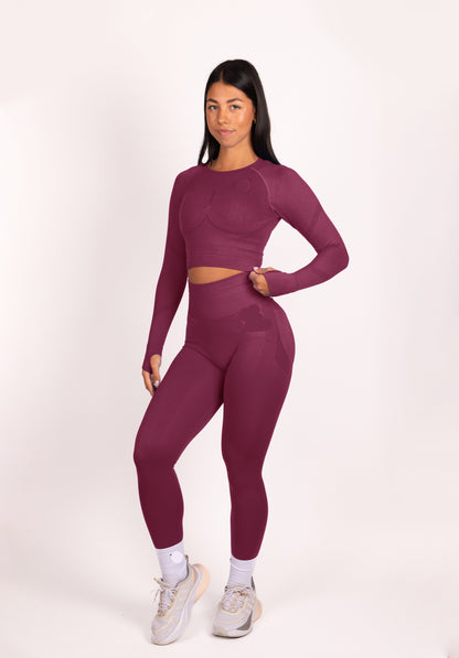 Serenity | Leggings de Frunce Premium - Rojo Vino