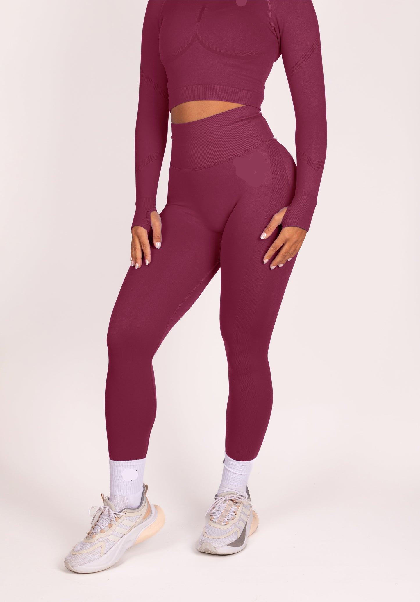 Serenity | Leggings de Frunce Premium - Rojo Vino