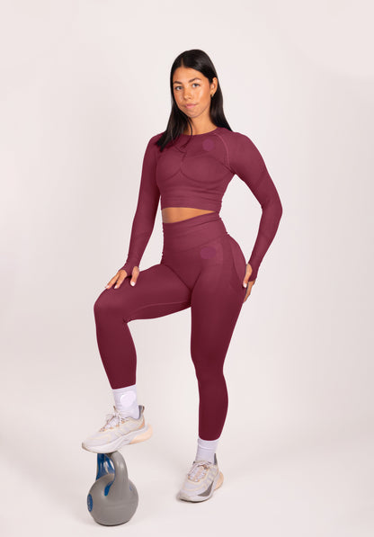 Serenity | Leggings de Frunce Premium - Rojo Vino