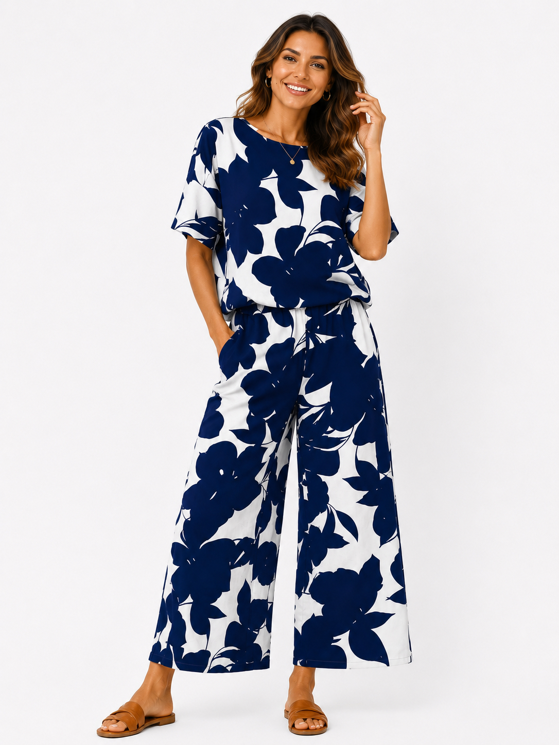 Marbella | Conjunto Sunset Blossom – Azul Marino