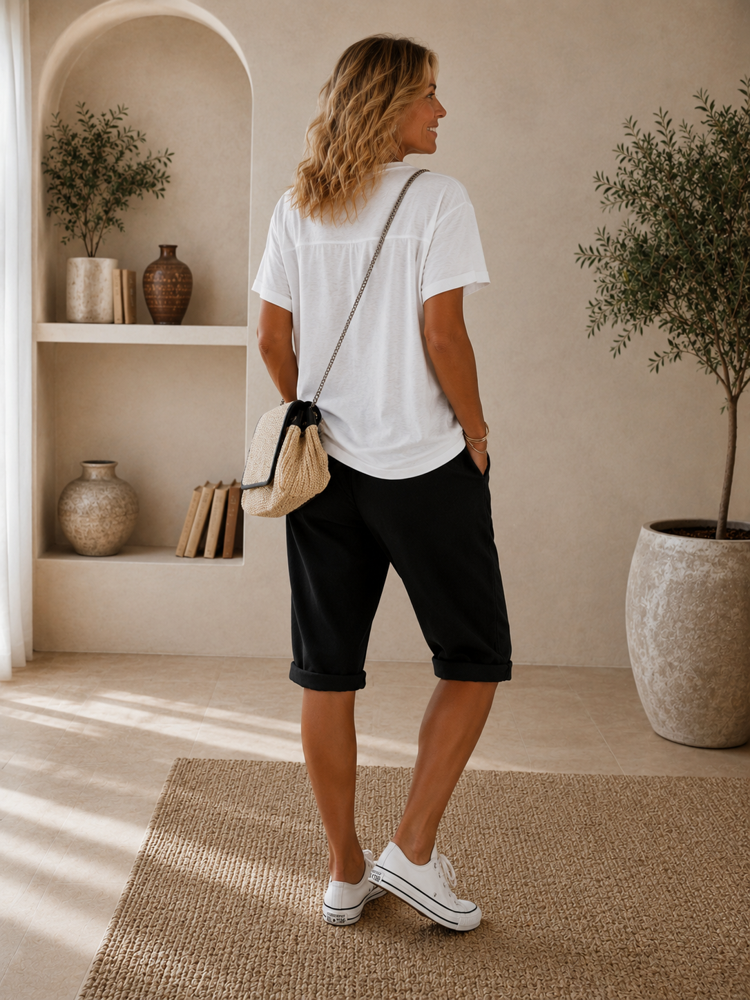 Valencia | Pantalones Cortos de Lino Suaves - Negro