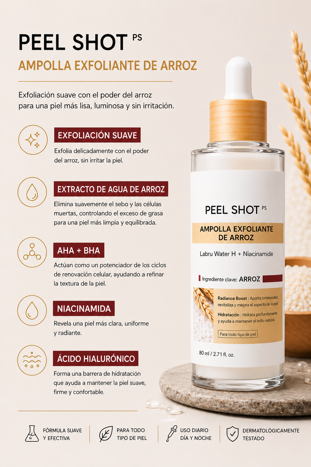 PEEL SHOT Ampolla Refinadora de Arroz Negro