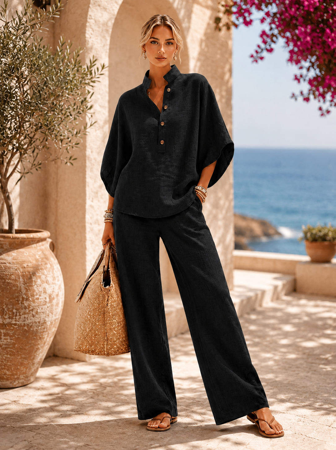 Set de lino Mariel - Negro