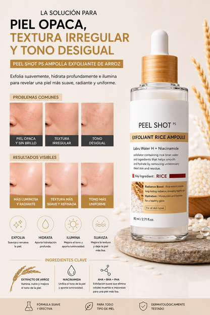 Ampolla PEEL SHOT Iluminadora con Arroz