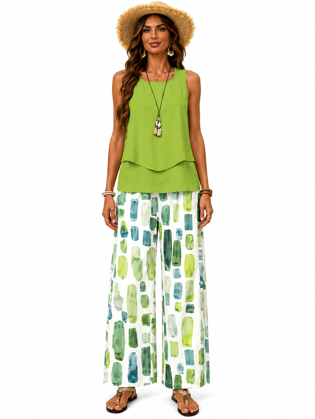 Lucienne | Conjunto Summer Sky Blossom - Verde
