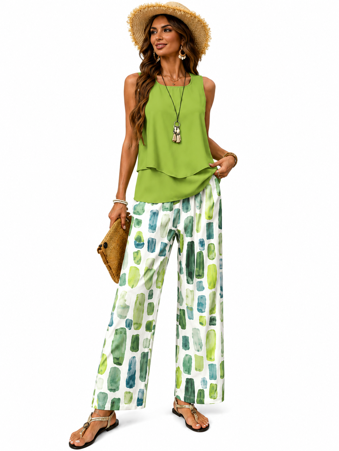 Lucienne | Conjunto Summer Sky Blossom - Verde