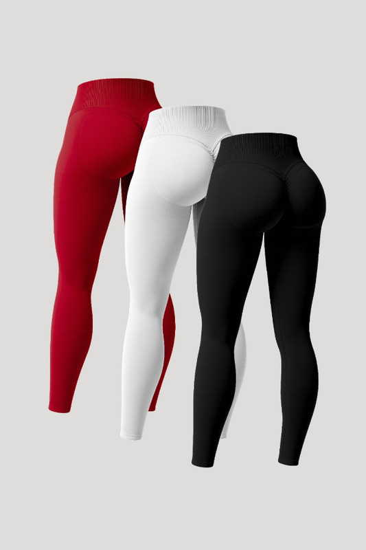 Aura | Mallas Scrunch de alto rendimiento prémium – Paquete de 3