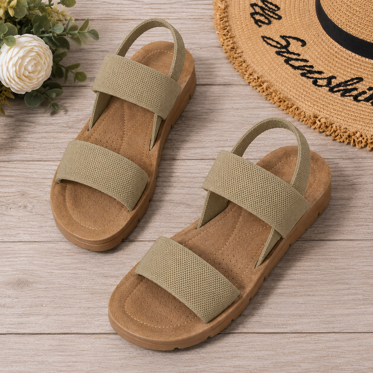 Aurelle Riviera - Sandalias Cómodas - Caqui