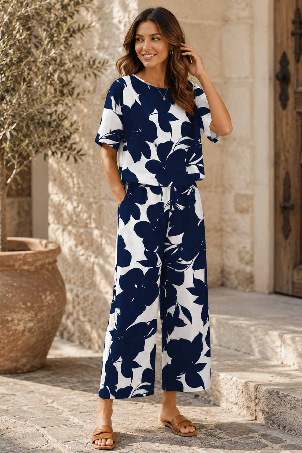 Marbella | Conjunto Sunset Blossom – Azul Marino
